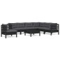 vidaXL Muebles de jardín 8 pzas con cojines negro madera maciza pino vidaXL Muebles de jardín 8 pzas con cojines negro madera maciza pino