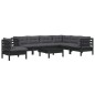 vidaXL Muebles de jardín 8 pzas con cojines negro madera maciza pino vidaXL Muebles de jardín 8 pzas con cojines negro madera maciza pino