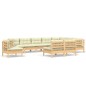 vidaXL Muebles de jardín 10 pzas y cojines madera maciza de pino crema