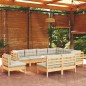 vidaXL Muebles de jardín 9 pzas y cojines madera maciza de pino crema