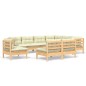 vidaXL Muebles de jardín 9 pzas y cojines madera maciza de pino crema