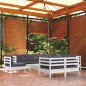 vidaXL Muebles de jardín 10 pzas con cojines blanco madera maciza pino vidaXL Muebles de jardín 10 pzas con cojines blanco madera maciza pino