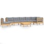 vidaXL Juego de muebles de jardín 9 pzas y cojines madera maciza pino vidaXL Juego de muebles de jardín 9 pzas y cojines madera maciza pino