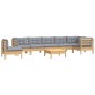 vidaXL Juego de muebles de jardín 9 pzas y cojines madera maciza pino vidaXL Juego de muebles de jardín 9 pzas y cojines madera maciza pino
