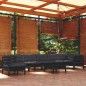 vidaXL Muebles de jardín 9 pzas y cojines negro madera maciza de pino vidaXL Muebles de jardín 9 pzas y cojines negro madera maciza de pino
