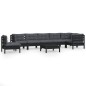 vidaXL Muebles de jardín 9 pzas y cojines negro madera maciza de pino vidaXL Muebles de jardín 9 pzas y cojines negro madera maciza de pino