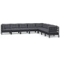 vidaXL Muebles de jardín 8 pzas y cojines negro madera maciza de pino