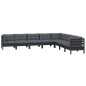 vidaXL Muebles de jardín 8 pzas y cojines negro madera maciza de pino