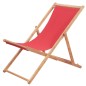 vidaXL Silla de playa plegable de tela y estructura de madera roja vidaXL Silla de playa plegable de tela y estructura de madera roja