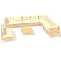 vidaXL Muebles de jardín 11 pzas y cojines madera maciza de pino crema vidaXL Muebles de jardín 11 pzas y cojines madera maciza de pino crema
