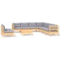 vidaXL Juego de muebles de jardín 10 pzas y cojines madera maciza pino
