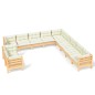 vidaXL Muebles de jardín 11 pzas y cojines madera maciza de pino crema vidaXL Muebles de jardín 11 pzas y cojines madera maciza de pino crema