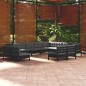vidaXL Muebles de jardín 12 pzas y cojines negro madera maciza de pino vidaXL Muebles de jardín 12 pzas y cojines negro madera maciza de pino