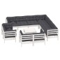 vidaXL Muebles de jardín 12 pzas con cojines blanco madera maciza pino