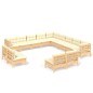 vidaXL Muebles de jardín 13 pzas y cojines madera maciza de pino crema vidaXL Muebles de jardín 13 pzas y cojines madera maciza de pino crema