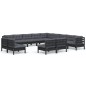 vidaXL Muebles de jardín 13 pzas y cojines negro madera maciza de pino vidaXL Muebles de jardín 13 pzas y cojines negro madera maciza de pino