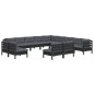 vidaXL Muebles de jardín 13 pzas y cojines negro madera maciza de pino vidaXL Muebles de jardín 13 pzas y cojines negro madera maciza de pino