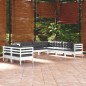 vidaXL Muebles de jardín 9 pzas y cojines blanco madera maciza de pino vidaXL Muebles de jardín 9 pzas y cojines blanco madera maciza de pino