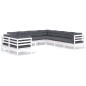 vidaXL Muebles de jardín 9 pzas y cojines blanco madera maciza de pino vidaXL Muebles de jardín 9 pzas y cojines blanco madera maciza de pino