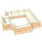 vidaXL Muebles de jardín 11 pzas y cojines madera maciza de pino crema vidaXL Muebles de jardín 11 pzas y cojines madera maciza de pino crema