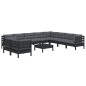 vidaXL Muebles de jardín 11 pzas con cojines negro madera maciza pino vidaXL Muebles de jardín 11 pzas con cojines negro madera maciza pino