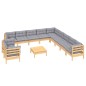 vidaXL Juego de muebles de jardín 12 pzas y cojines madera maciza pino