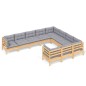 vidaXL Juego de muebles de jardín 10 pzas y cojines madera de pino vidaXL Juego de muebles de jardín 10 pzas y cojines madera de pino