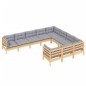 vidaXL Juego de muebles de jardín 10 pzas y cojines madera de pino vidaXL Juego de muebles de jardín 10 pzas y cojines madera de pino