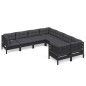 vidaXL Muebles de jardín 8 pzas y cojines negro madera maciza de pino vidaXL Muebles de jardín 8 pzas y cojines negro madera maciza de pino