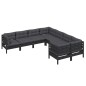 vidaXL Muebles de jardín 8 pzas y cojines negro madera maciza de pino vidaXL Muebles de jardín 8 pzas y cojines negro madera maciza de pino