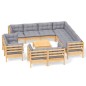 vidaXL Juego de muebles de jardín 12 pzas y cojines madera maciza pino vidaXL Juego de muebles de jardín 12 pzas y cojines madera maciza pino