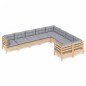 vidaXL Juego de muebles de jardín 9 pzas y cojines madera de pino vidaXL Juego de muebles de jardín 9 pzas y cojines madera de pino
