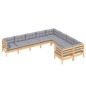 vidaXL Juego de muebles de jardín 9 pzas y cojines madera de pino vidaXL Juego de muebles de jardín 9 pzas y cojines madera de pino