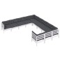 vidaXL Muebles de jardín 11 pzas y cojines blanco madera de pino
