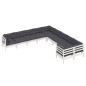 vidaXL Muebles de jardín 10 pzas y cojines blanco madera de pino