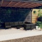 vidaXL Muebles de jardín 11 pzas con cojines negro madera de pino vidaXL Muebles de jardín 11 pzas con cojines negro madera de pino