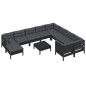 vidaXL Muebles de jardín 11 pzas con cojines negro madera de pino vidaXL Muebles de jardín 11 pzas con cojines negro madera de pino