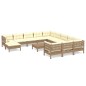 vidaXL Muebles de jardín 13 pzas y cojines madera de pino marrón miel vidaXL Muebles de jardín 13 pzas y cojines madera de pino marrón miel