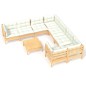 vidaXL Muebles de jardín 9 piezas y cojines madera de pino crema vidaXL Muebles de jardín 9 piezas y cojines madera de pino crema