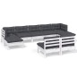 vidaXL Muebles de jardín 9 pzas con cojines blanco madera de pino vidaXL Muebles de jardín 9 pzas con cojines blanco madera de pino