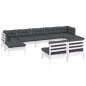 vidaXL Muebles de jardín 9 pzas con cojines blanco madera de pino vidaXL Muebles de jardín 9 pzas con cojines blanco madera de pino