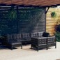 vidaXL Muebles de jardín 9 pzas y cojines negro madera maciza de pino vidaXL Muebles de jardín 9 pzas y cojines negro madera maciza de pino
