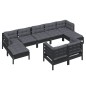 vidaXL Muebles de jardín 9 pzas y cojines negro madera maciza de pino vidaXL Muebles de jardín 9 pzas y cojines negro madera maciza de pino