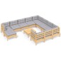 vidaXL Juego de muebles de jardín 12 pzas y cojines madera de pino