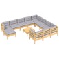 vidaXL Juego de muebles de jardín 12 pzas y cojines madera de pino