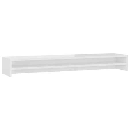 vidaXL Soporte mesa pantalla contrachapada blanco brillo 100x24x13cm