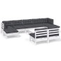 vidaXL Muebles de jardín 10 pzas con cojines blanco madera de pino vidaXL Muebles de jardín 10 pzas con cojines blanco madera de pino