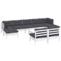 vidaXL Muebles de jardín 10 pzas con cojines blanco madera de pino vidaXL Muebles de jardín 10 pzas con cojines blanco madera de pino