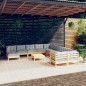 vidaXL Juego de muebles de jardín 12 pzas y cojines madera de pino vidaXL Juego de muebles de jardín 12 pzas y cojines madera de pino