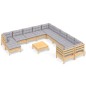 vidaXL Juego de muebles de jardín 12 pzas y cojines madera de pino vidaXL Juego de muebles de jardín 12 pzas y cojines madera de pino